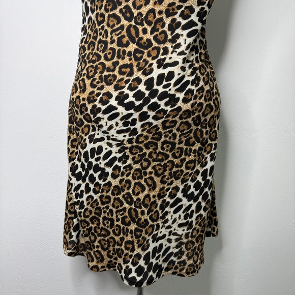 Speechless Leopard Print Mini Slip Dress Small Y2K 90s Spaghetti Strap Cowl Neck - Picture 6 of 9